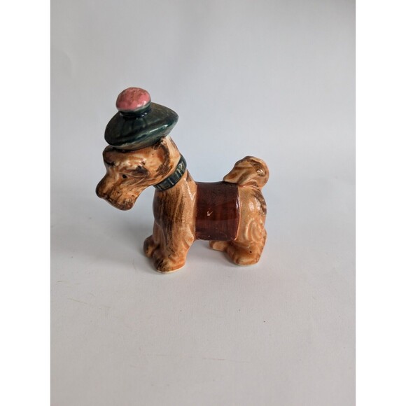 Vintage Scottie Dog Figurine Beret Brown PICO Japan Scottish Terrier - Picture 1 of 5